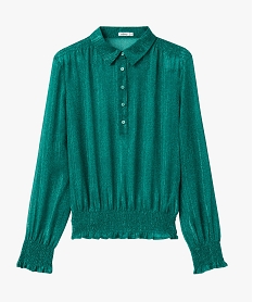 blouse a manches longues en voile avec fils scintillants femme vert blousesE613601_4