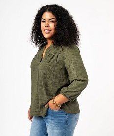 blouse manches 34 en maille ajouree femme grande taille vertE613901_1