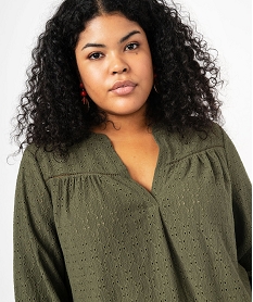 blouse manches 34 en maille ajouree femme grande taille vertE613901_2