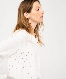 GEMO Blouse à manches longues à motifs pailletés femme Beige