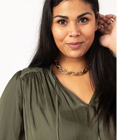 blouse satinee a manches 34 femme grande taille vert chemisiers et blousesE614401_2