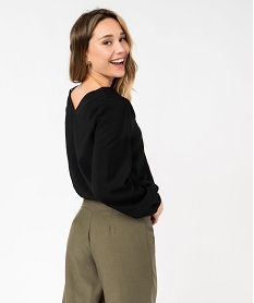 blouse a manches longues et double col v femme noir blousesE614601_3