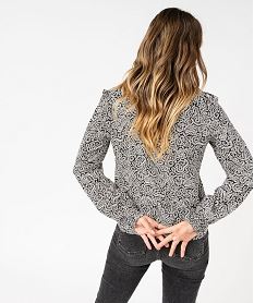 blouse imprimee a manches longues avec details fronces femme noir blousesE614801_3