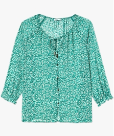 chemise imprimee en voile transparent femme vert blousesE614901_4