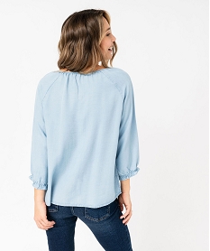 chemise en lyocell a manches 34 femme bleu blousesE615101_3