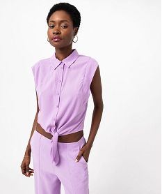 GEMO Chemise sans manches avec liens à nouer femme Violet