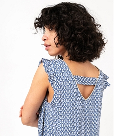 blouse imprimee avec volants sur les epaules femme bleu blousesE615501_2
