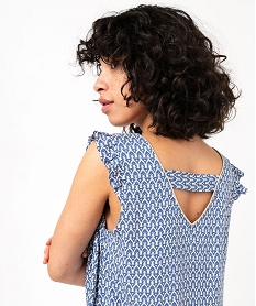 blouse imprimee avec volants sur les epaules femme bleu blousesE615501_2