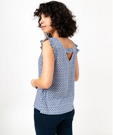 blouse imprimee avec volants sur les epaules femme bleuE615501_3