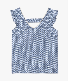 blouse imprimee avec volants sur les epaules femme bleu blousesE615501_4