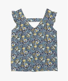 blouse imprimee avec volants sur les epaules femme bleu blousesE615601_4