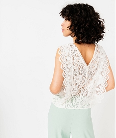 blouse sans manches encolure v en dentelle et crochet femme beige blousesE615701_3