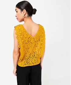 blouse sans manches encolure v en dentelle et crochet femme jauneE615801_3