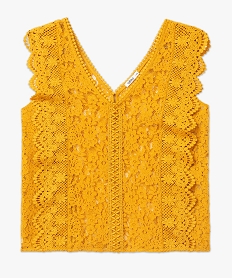 blouse sans manches encolure v en dentelle et crochet femme jaune blousesE615801_4