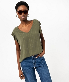 GEMO Blouse sans manches en viscose froissée femme Vert