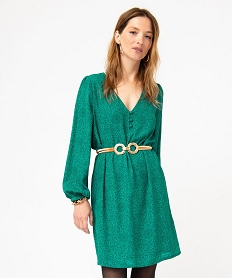 robe a manches longues et col v femme vertE616101_1