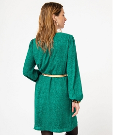 robe a manches longues et col v femme vert robesE616101_3