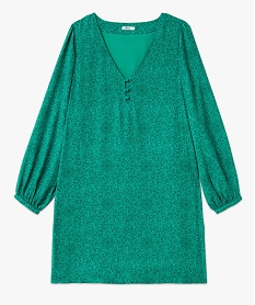 robe a manches longues et col v femme vert robesE616101_4