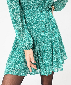 robe chemise manches longues en voile imprime et paillete femme vert robes chemisesE616901_4