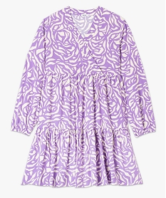 robe imprimee a manches longues avec volants femme violetE617101_4