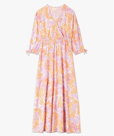 robe longue imprimee avec col cache-coeur femme orange robesE617201_4