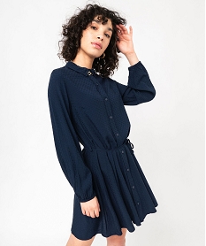 GEMO Robe chemise à manches longues femme Bleu