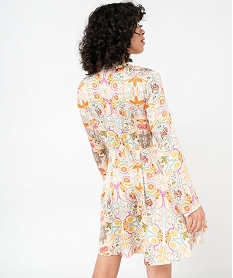 robe portefeuille a motifs fleuris femme orange robesE618101_3