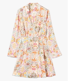 robe portefeuille a motifs fleuris femme orange robesE618101_4