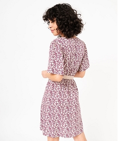 robe a manches courtes a motifs fleuris femme violet robesE618401_3