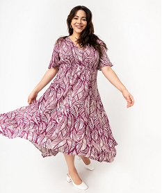 robe a manches courtes a motifs fleuris femme grande taille violet robesE618901_1