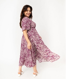 robe a manches courtes a motifs fleuris femme grande taille violet robesE618901_3