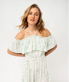 robe longue a col bardot et tour de cou femme vert robesE619301_2