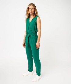 GEMO Combinaison pantalon femme avec haut cache-coeur vert standard