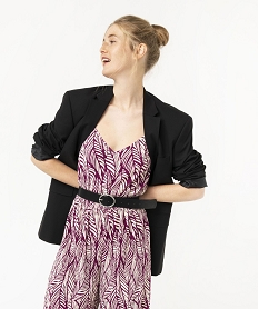 combinaison pantalon femme a fines bretelles en maille plissee violet combinaisons pantalonE620301_1