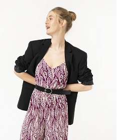 GEMO Combinaison pantalon femme à fines bretelles en maille plissée Imprimé