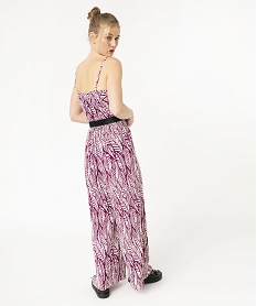 combinaison pantalon femme a fines bretelles en maille plissee violet combinaisons pantalonE620301_3