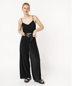 combinaison pantalon a fines bretelles en maille plissee femme noir combinaisons pantalonE620401_1