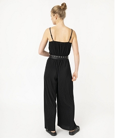 combinaison pantalon a fines bretelles en maille plissee femme noir pantacourts et shortsE620401_3