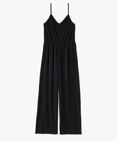 combinaison pantalon a fines bretelles en maille plissee femme noir pantacourts et shortsE620401_4
