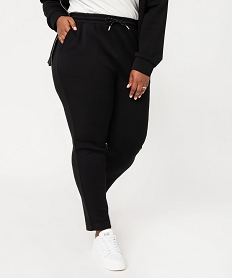 pantalon en maille avec ceinture elastique femme grande taille noir pantalonsE620601_2