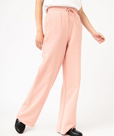pantalon en molleton coupe large et taille elastiquee femme rose pantalonsE620801_1