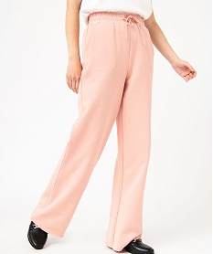 GEMO Pantalon en molleton coupe large et taille élastiquée femme Rose