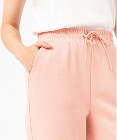 pantalon en molleton coupe large et taille elastiquee femme rose pantalonsE620801_2