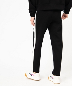 pantalon de jogging femme avec bandes contrastantes sur les cotes noirE620901_3