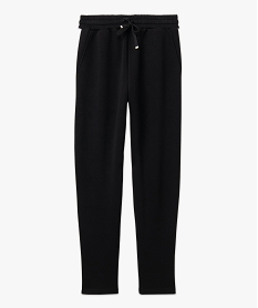 pantalon de jogging femme avec bandes contrastantes sur les cotes noirE620901_4