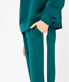 pantalon de jogging femme avec bandes contrastantes sur les cotes vert pantalonsE621001_2
