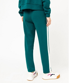 pantalon de jogging femme avec bandes contrastantes sur les cotes vert pantalonsE621001_3