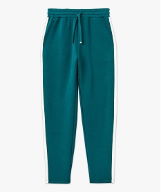 pantalon de jogging femme avec bandes contrastantes sur les cotes vertE621001_4