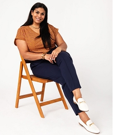 GEMO Pantalon femme grande taille avec couture sur l’avant navy