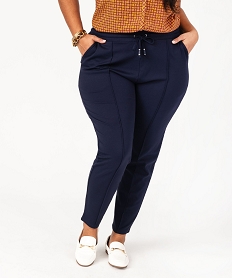 pantalon femme grande taille avec couture sur l’avant bleuE621101_2